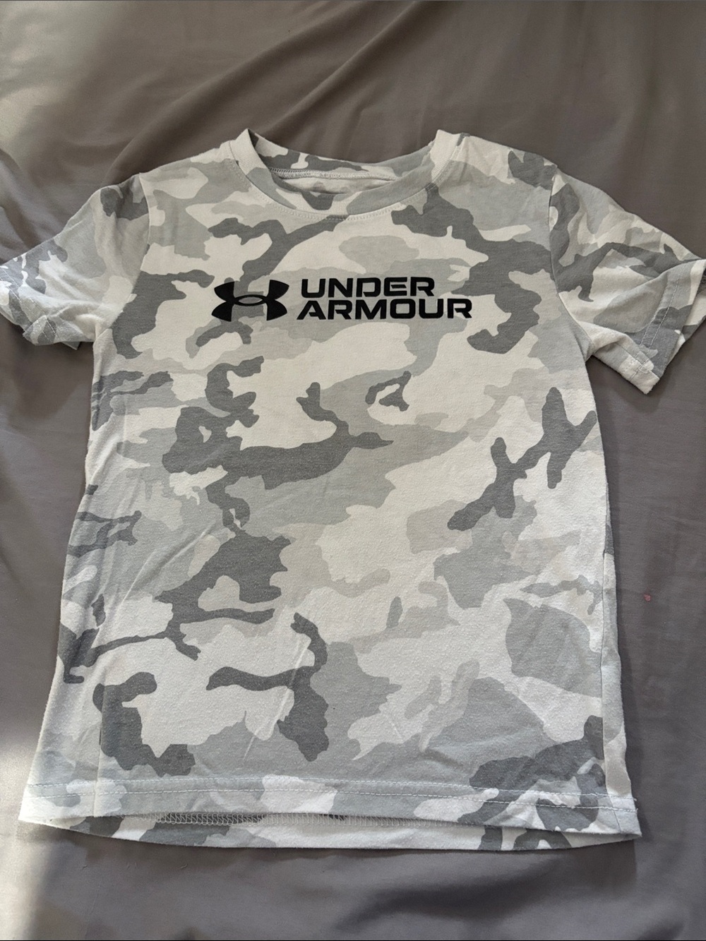 Under Armour Men's Camo Short Sleeve Tee - White & Gray with Black Logo